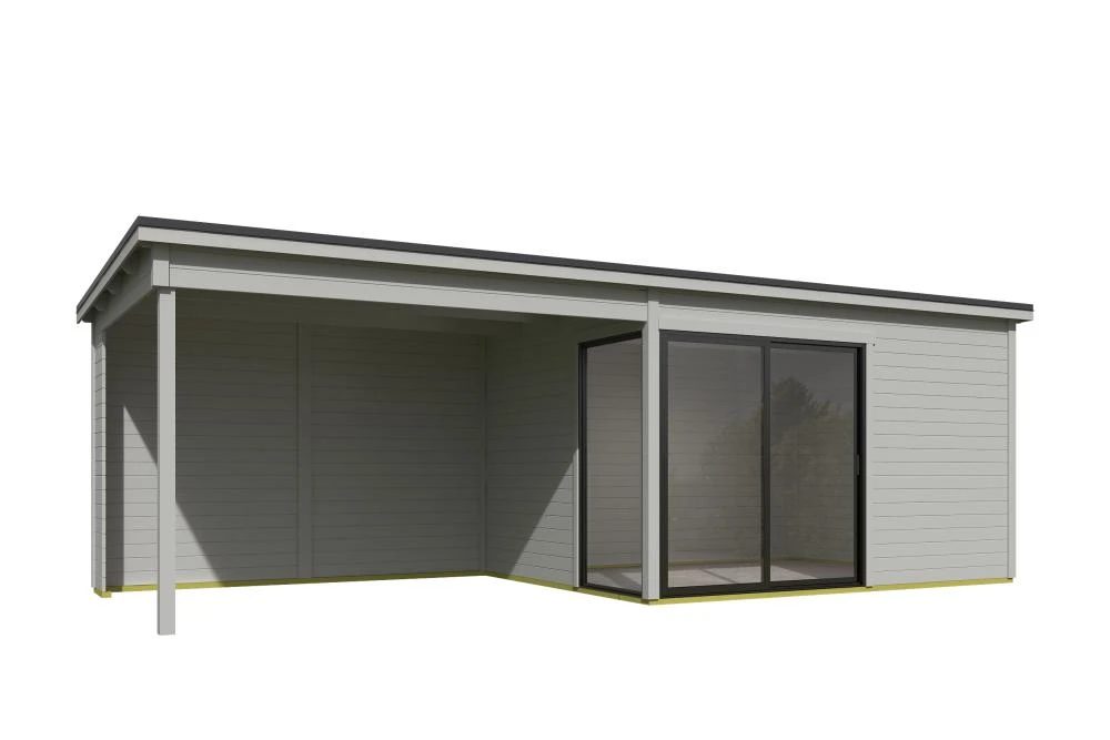 Outdoor Life Tuinhuis Olivia 385 x 295 cm met Overkapping Platinum Grey - Afbeelding 2